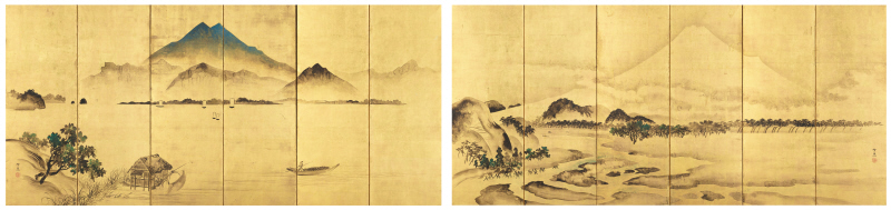 《富士筑波山図屛風》