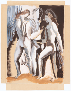 《三人の女》 1938年 グワッシュ・紙